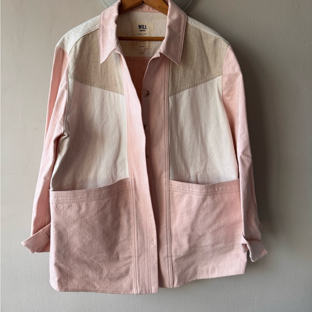 Sezane Will Jacket - Pink, Cream, and Tan